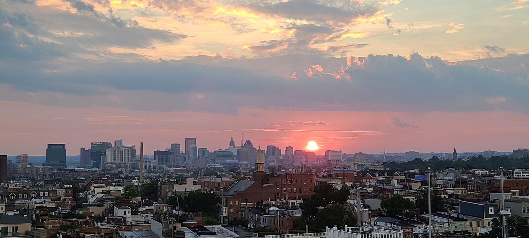 Baltimore skyline sunset from the rooftop